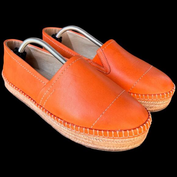 a.M Women's Size 9 Orange Leather Espadrilles Flats Mexico Comfort Casual - Picture 8 of 14